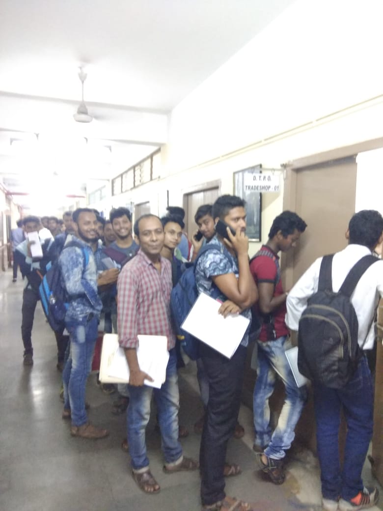 Candidates queue for entering Counselling Room