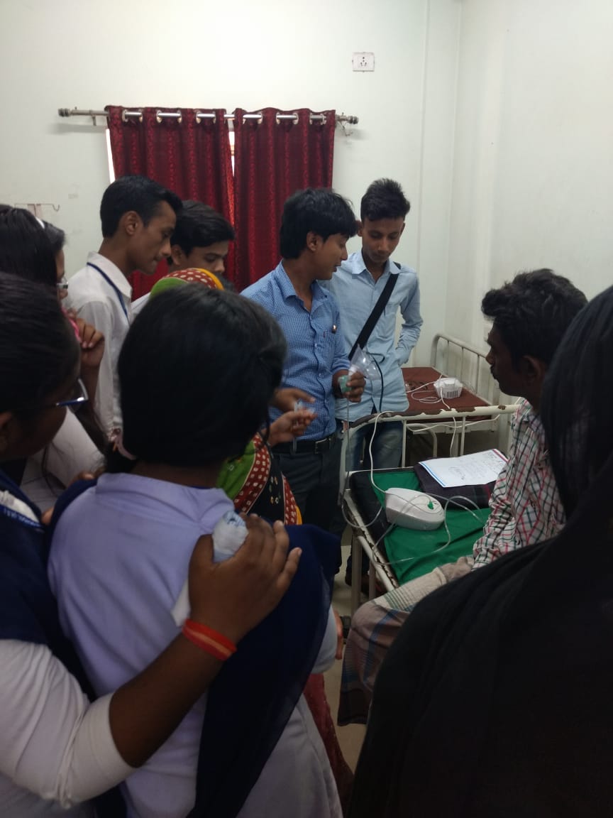 A group activity session under NSQF Project has been done by 5 students (Level 2) of Sahebnagar High School . In this session they learned about Nebulization procedure & which condition it is required to a patient.