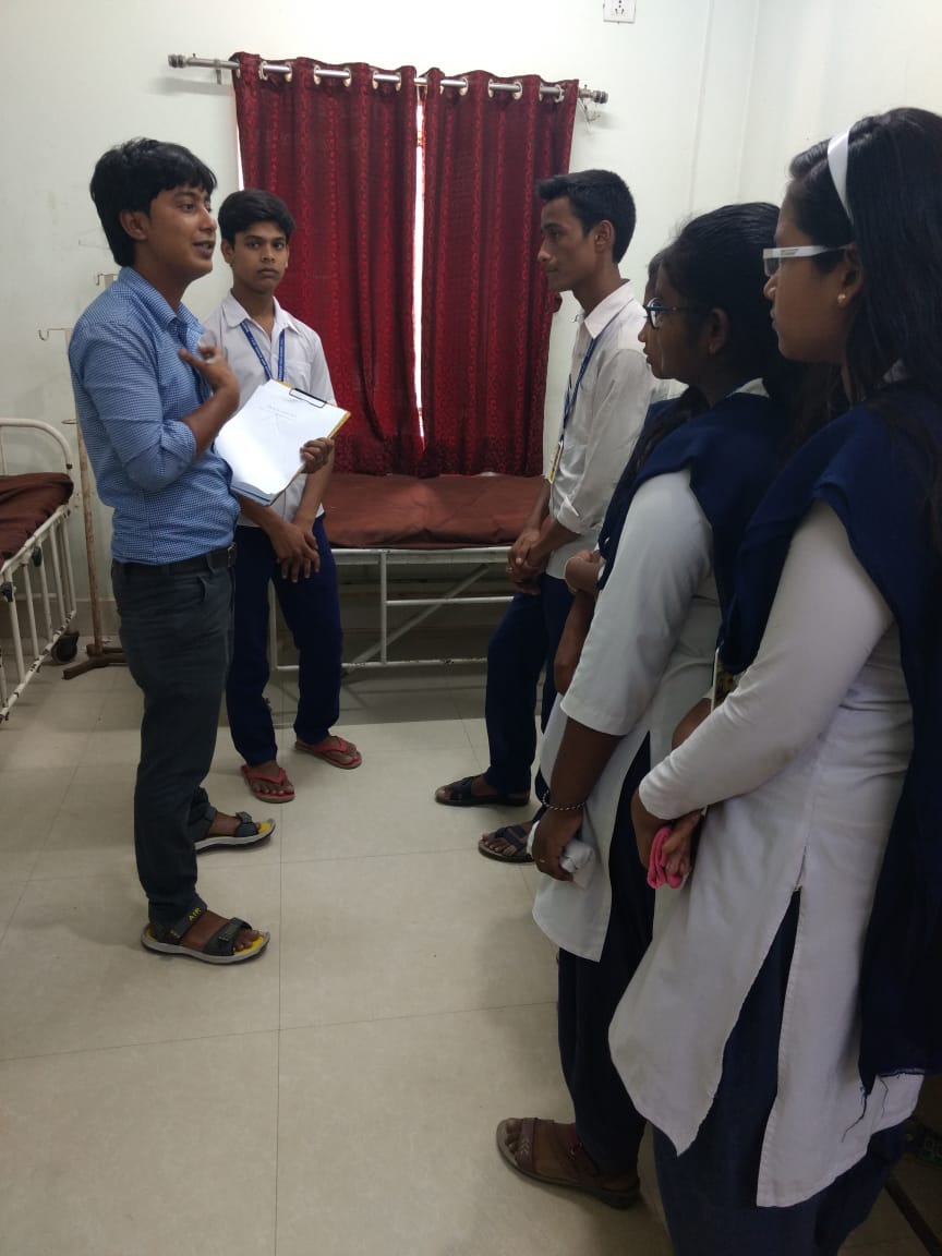 A group activity session under NSQF Project has been done by 5 students (Level 2) of Sahebnagar High School . In this session they learned about Nebulization procedure & which condition it is required to a patient.