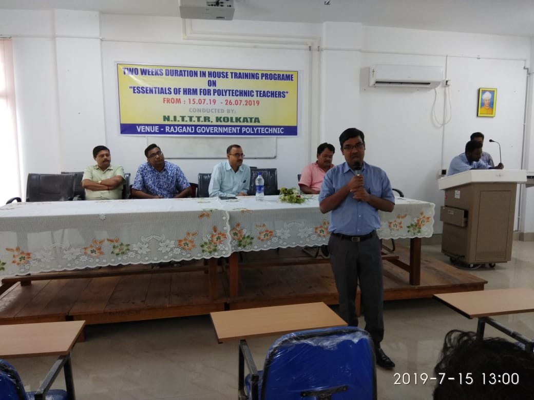 A short term training programme on  ' Essentials of H.R.M. for Polytechnic Teachers '  is organised by Rajganj Govt. Polytechnic 