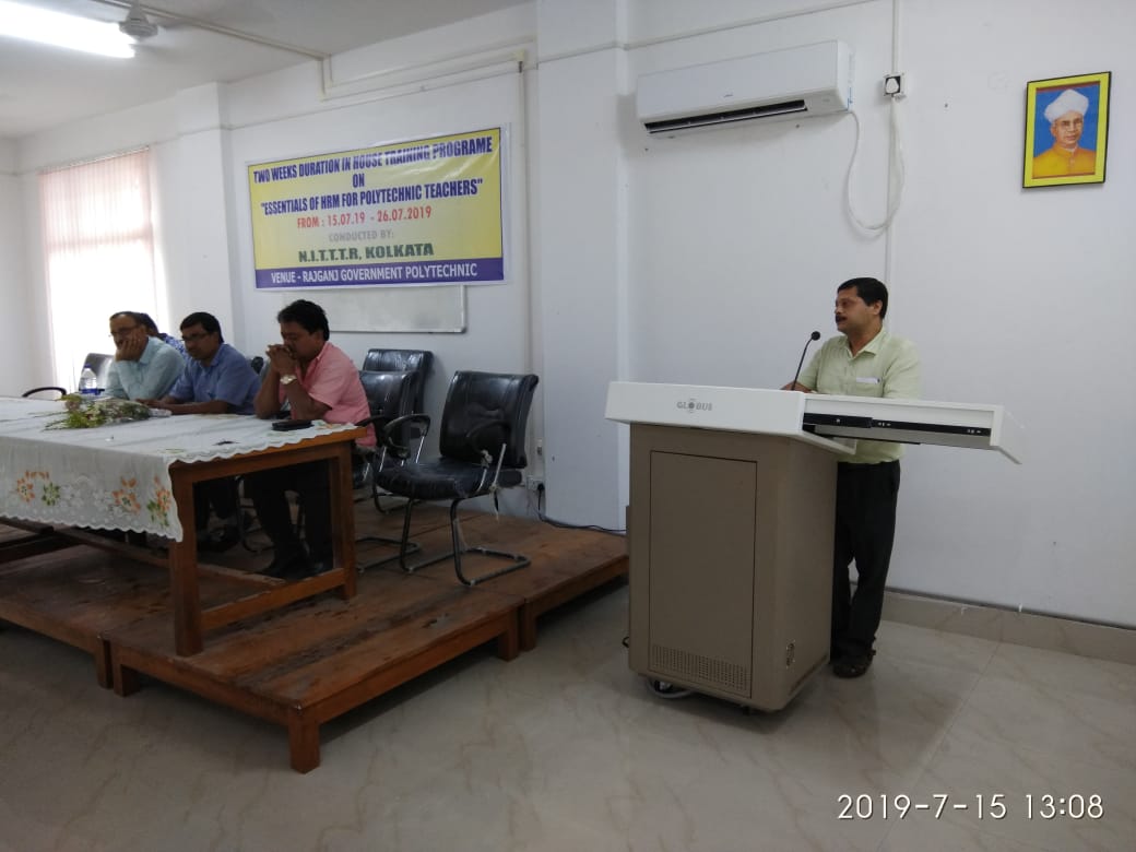 A short term training programme on  ' Essentials of H.R.M. for Polytechnic Teachers '  is organised by Rajganj Govt. Polytechnic 