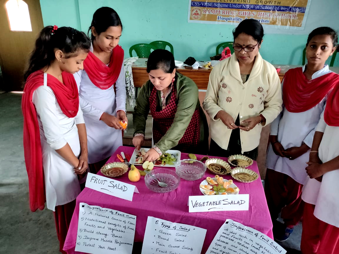 A group activity on preparation of Green Salad