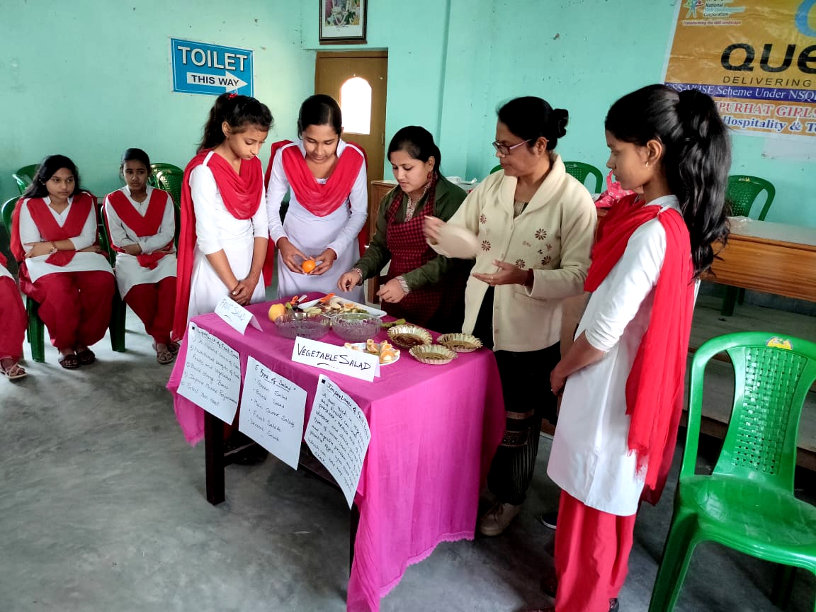 A group activity on preparation of Green Salad