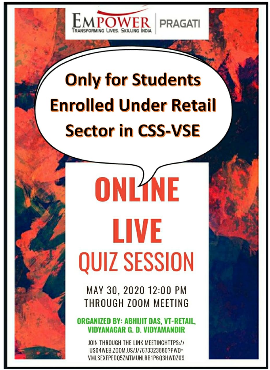 Online Live Quiz Competition for students in Retail Sector under CSS-VSE